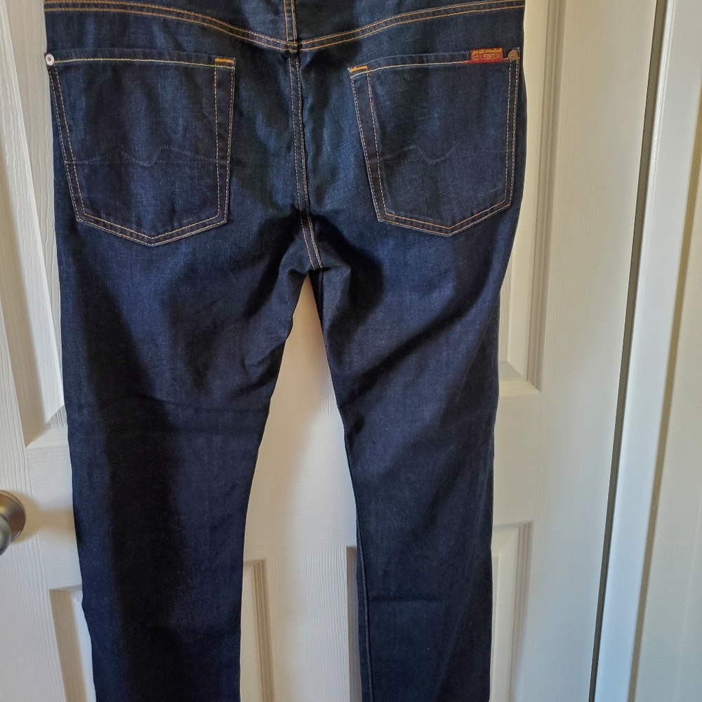 7 For All Mankind Rhigby Dark Wash Cotton Denim Jeans Men's Size 34 x 29 - Picture 5 of 7